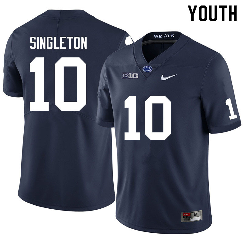 Youth #10 Nicholas Singleton Penn State Nittany Lions College Football Jerseys Sale-Navy